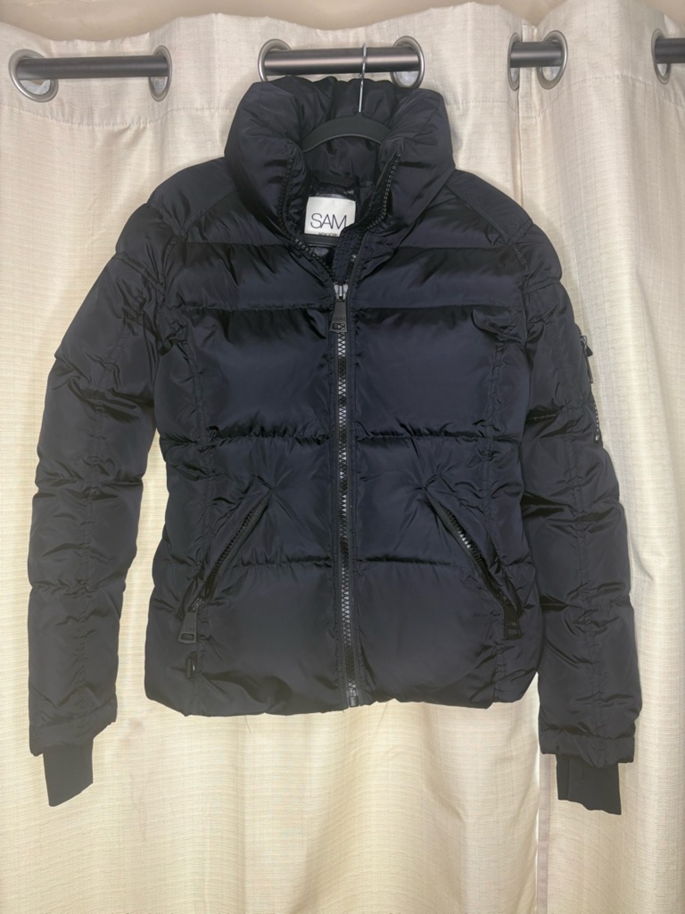 SAM. Women's Black DUCK DOWN Puffer Jacket with High Collar